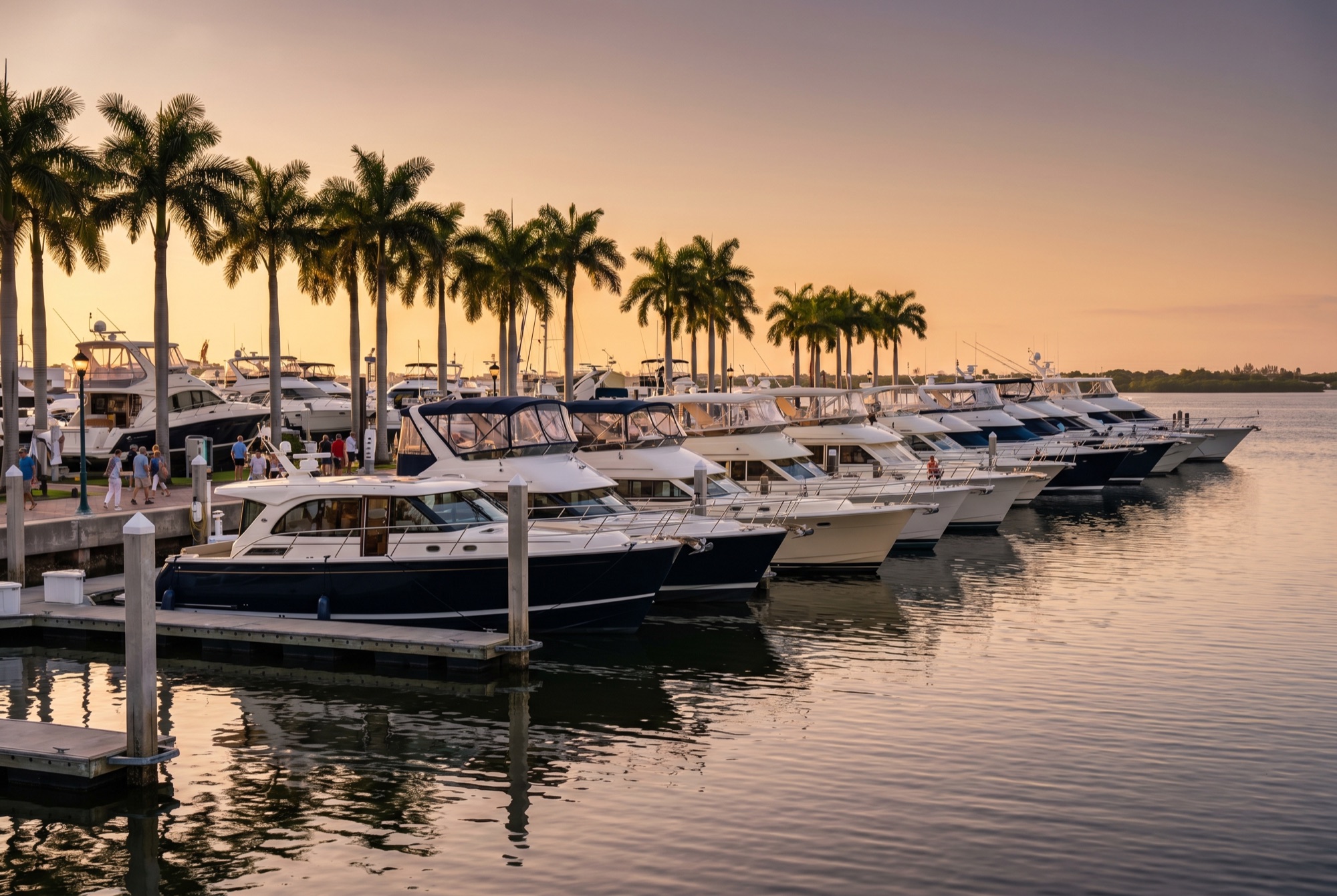 American boat marina with motor yachts