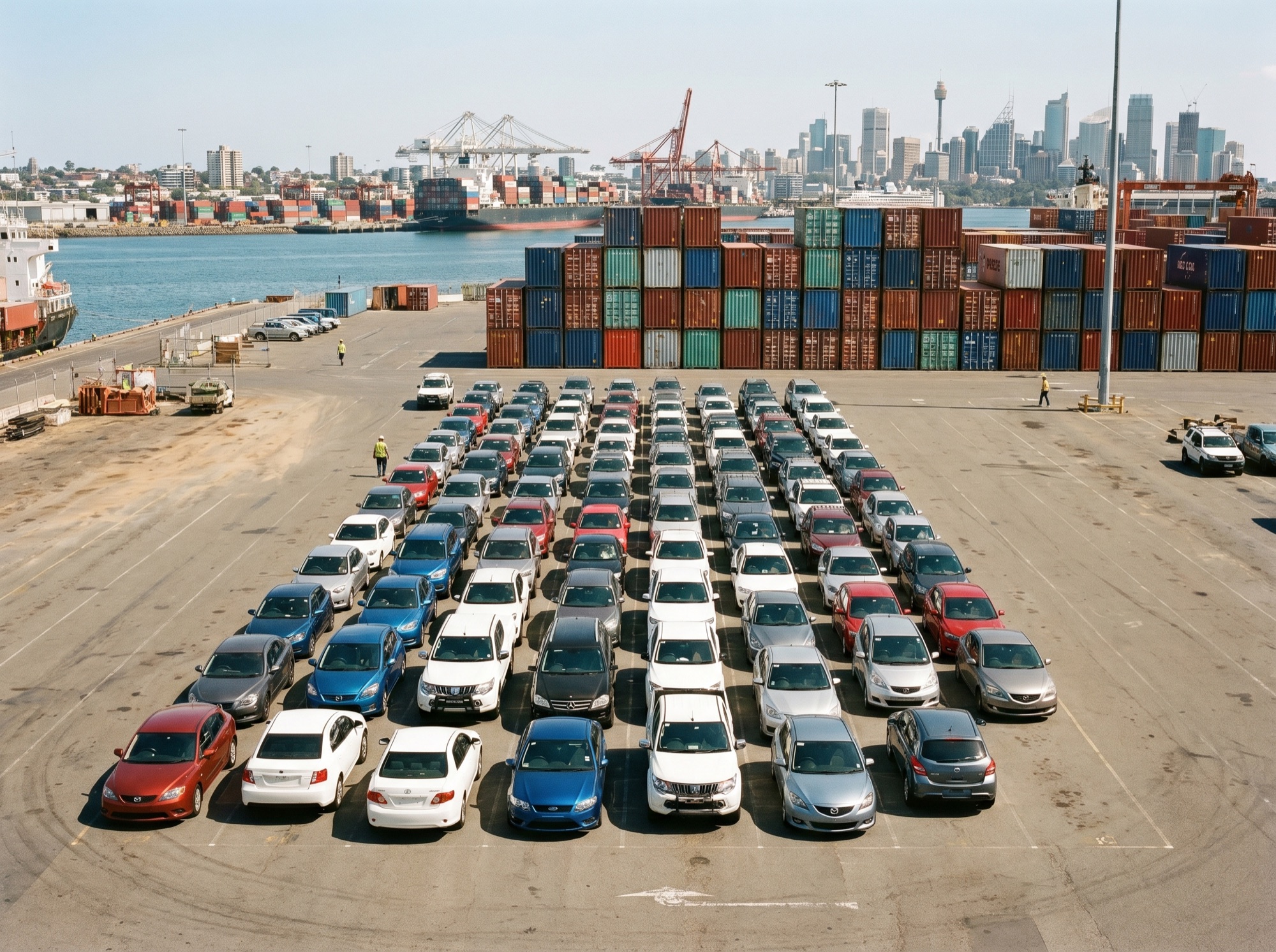 Cars staged at Australian port